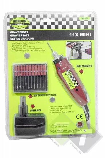 Graveerset, 10 delig, rood