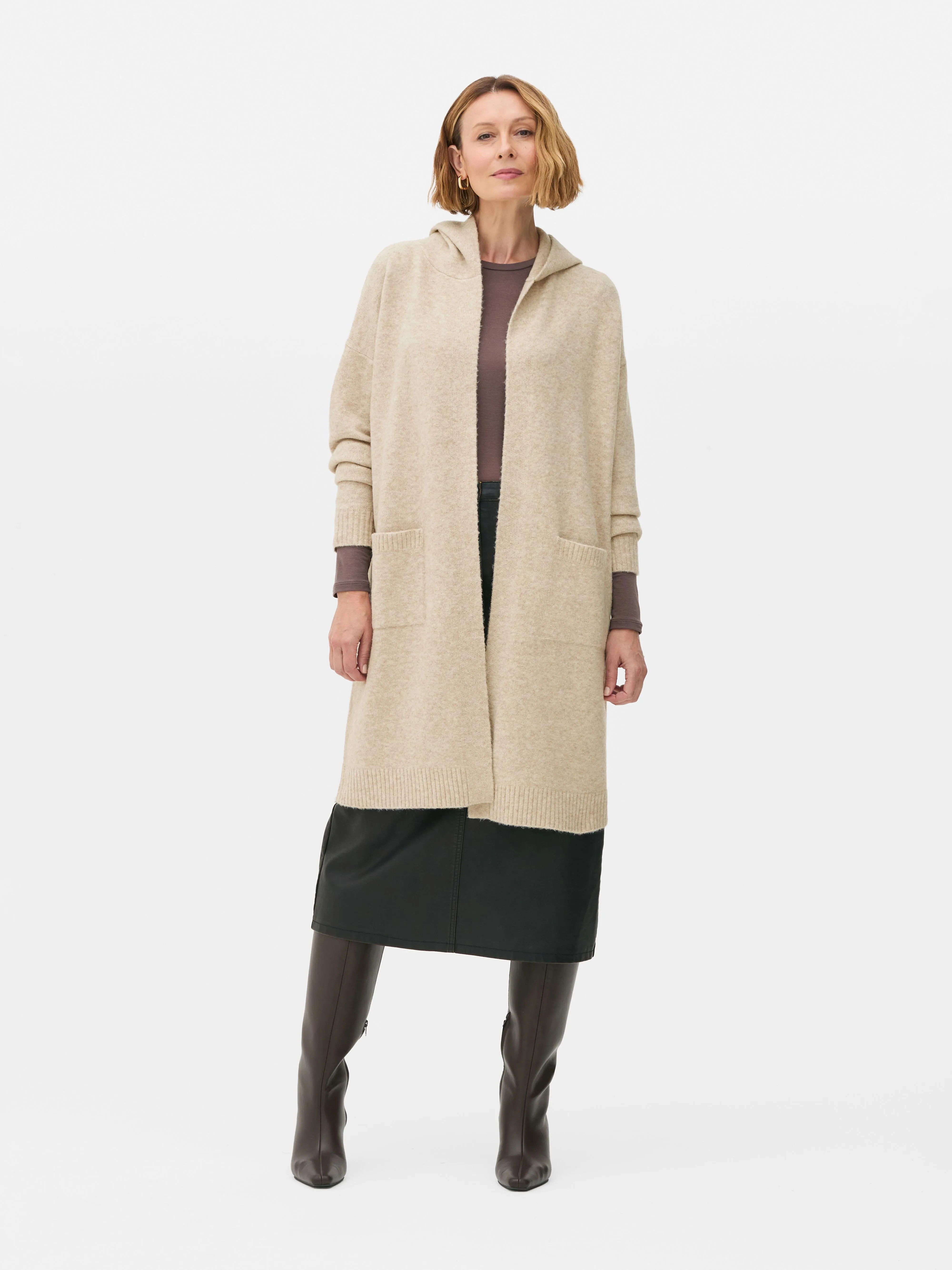 Halflang vest met capuchon