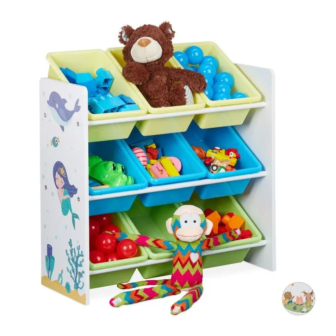 Kinderkast met 9 kisten en print