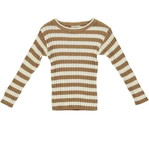 MarMar Copenhagen Toro Linen Mix Knitwear Caramel Stripe (Trui)