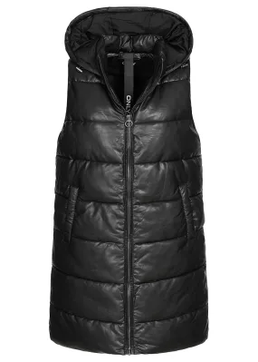 ONLY Dames Gewatteerd vest met kap en 2 zakken zwart