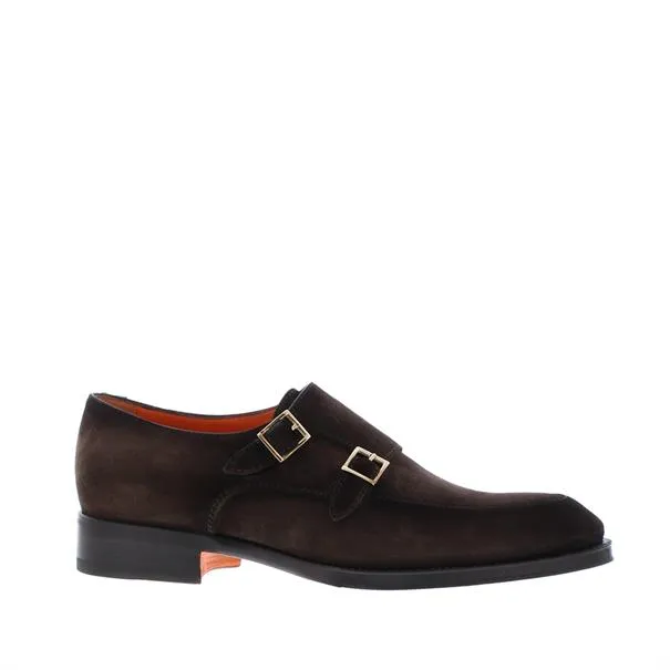 Santoni 18096 Heren Gespschoen Dark Brown T50