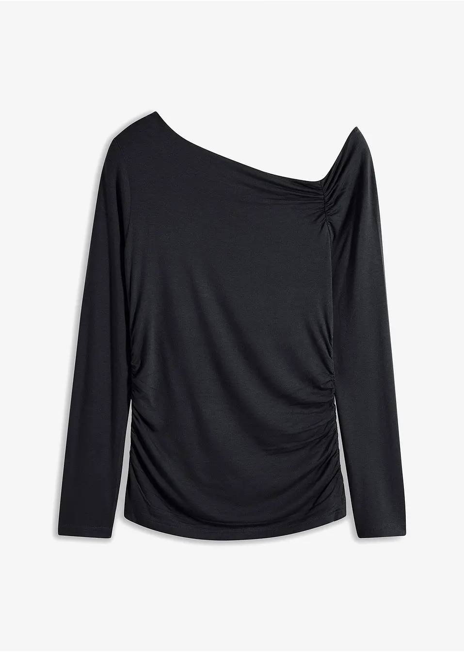 Shirt met asymmetrische hals en plooitjes   