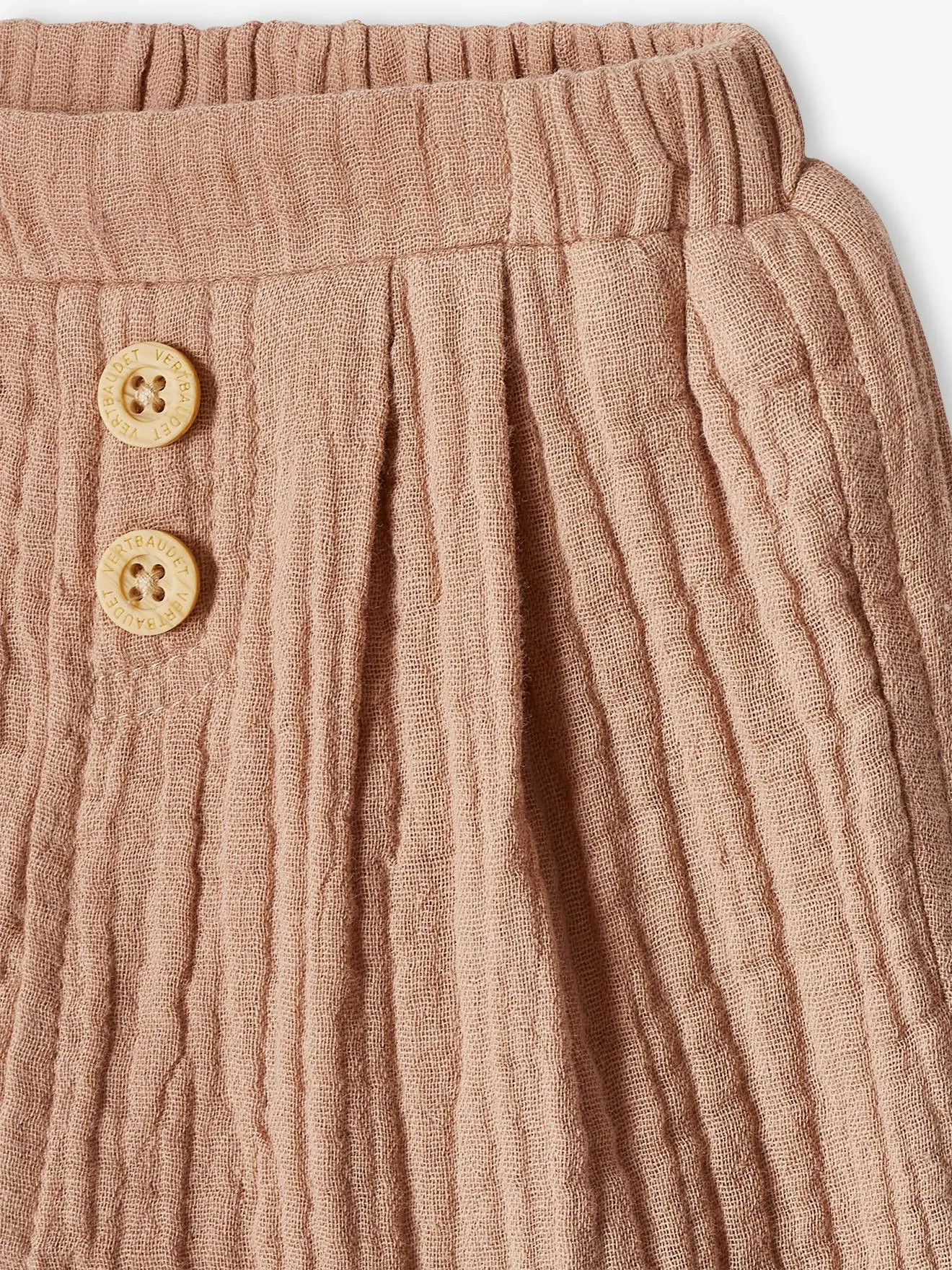 VERTBAUDET  BROEK IN HAREMMODEL VAN HYDROFIEL KATOEN BABY JONGEN  CAPPUCCINO