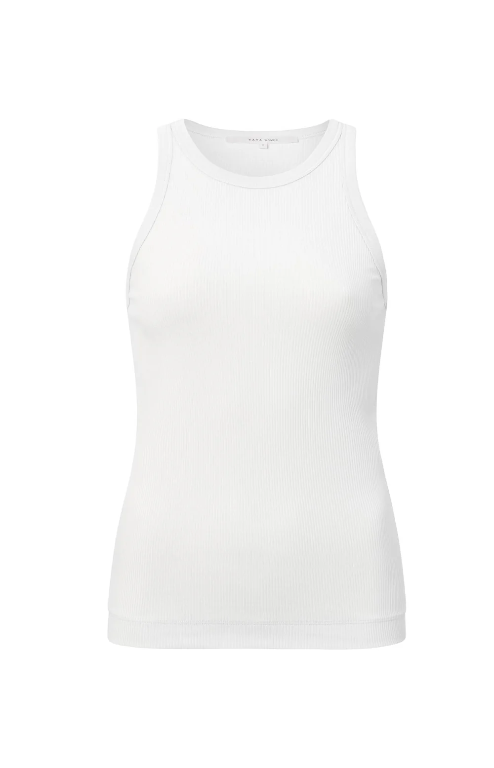 YAYA 01729021407 RIB SINGLET MET HOGE RONDE HALS BLANC DE BLANC WHITE